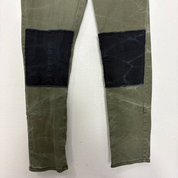 Free People Olive Green Utility Pants Black Knee Patches Casual Cargo Pants 10 - Picture 4 of 7